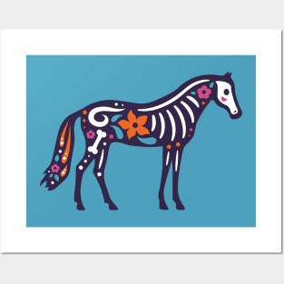 Colorful Day of the Dead Horse | Dia de los Muertos Animals Posters and Art